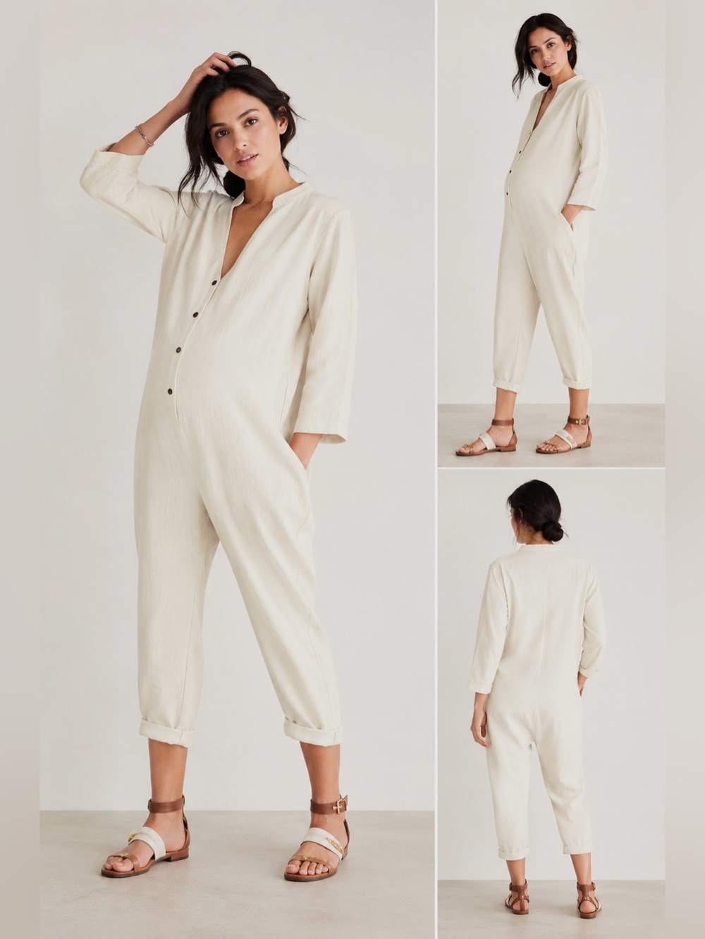 Hatch Maternity Cotton Gauze Jumpsuit